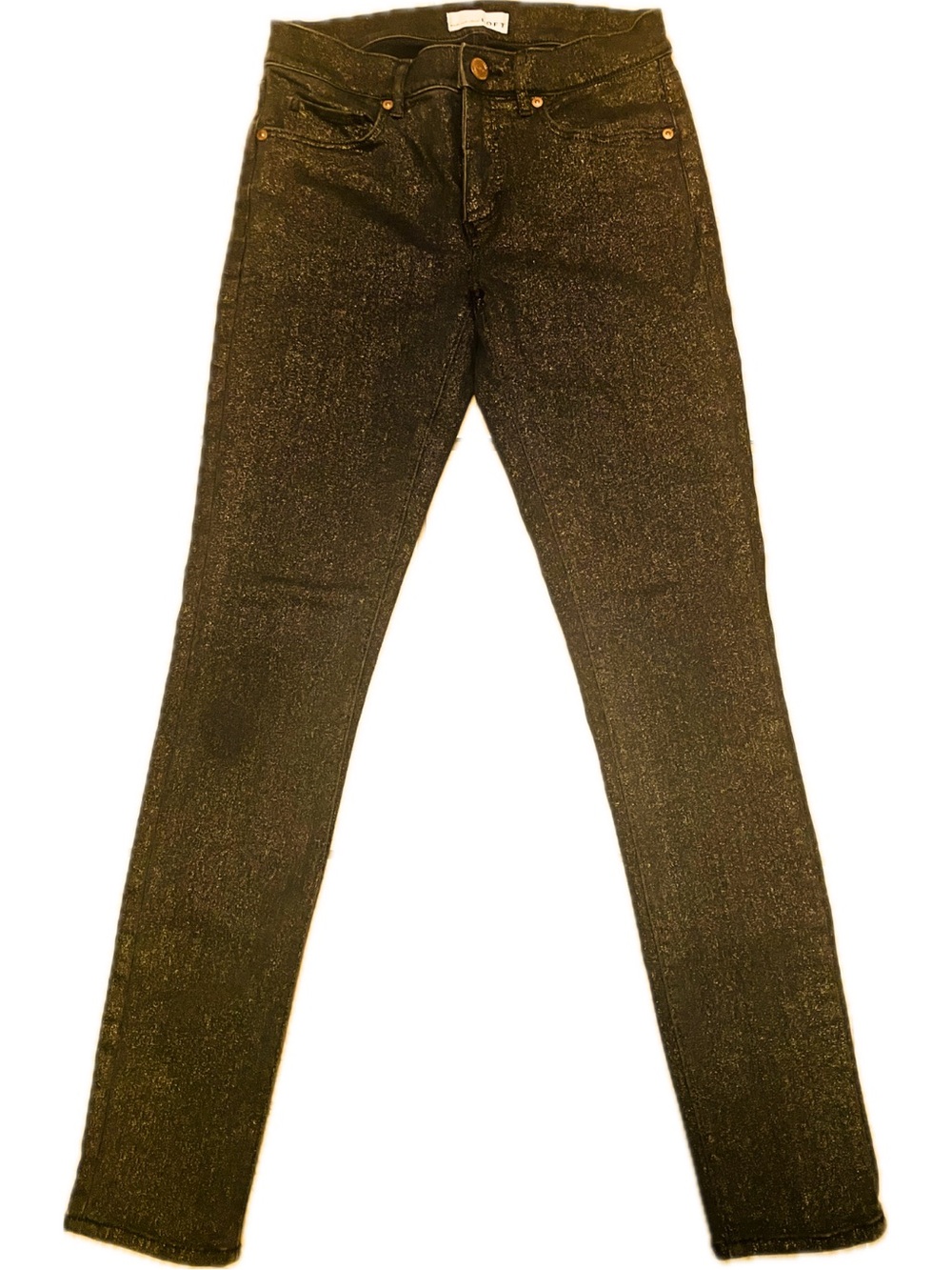 LOFT Gold Shimmer Skinny Jeans Sz 0/25